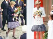 <p>Clearly, Diana brought a few of her favourite looks with her to Lisbon in 1987. The photo on the left shows her on the official visit, and in the picture on the right, she's in Cannes just a few months later, wearing the same skirt, just styled a bit differently.</p>