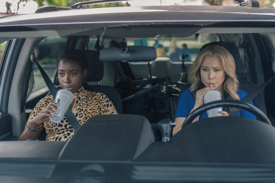 Queenpins is a crime comedy starring Kristen Bell and Kirby Howell-Baptiste as Connie Kaminski and JoJo Johnson. (Photo: Michael Desmond/STX Films)