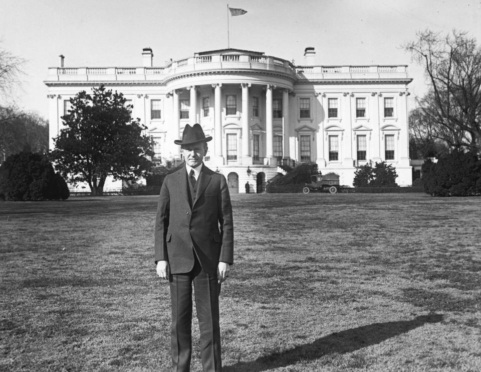 The Jackson Magnolia can be seen in this photo showing then-President Calvin Coolidge. (Photo: Bettmann via Getty Images)