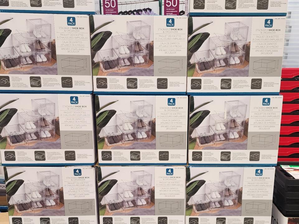 Stackable shelving and boxes at Costco