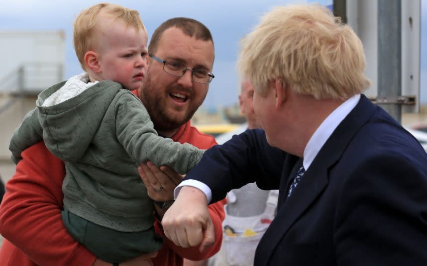 Some of the people Boris Johnson met in Hartlepool yesterday were more enthusiastic than others - LINDSEY PARNABY /AFP/Getty