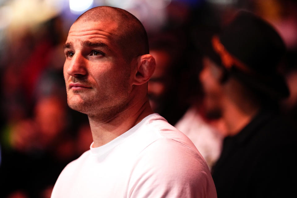 LAS VEGAS, NEVADA - DECEMBER 16: UFC Middleweight champion Sean Strickland attends the UFC 296 event at T-Mobile Arena on December 16, 2023 in Las Vegas, Nevada. (Photo by Chris Unger/Zuffa LLC via Getty Images)