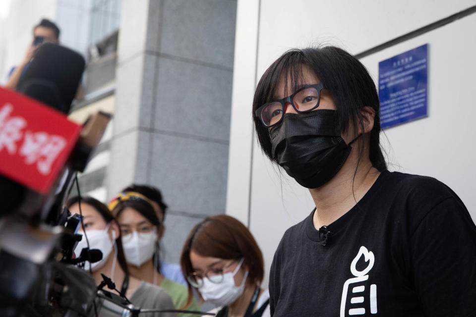 HONG KONG, WAN CHAI - 2021/09/07: The Vice-chairwoman of Hong Kong Alliance, Chow Hang-Tung speaks to press about the rejection letter to National Security Police.
Standing committee members of the Hong Kong Alliance in Support of Patriotic Democratic Movements of China have rejected information request on its membership, finances and operations, and went to Hong Kong Police Headquarters to officially hand in their rejection letter. The secretary of security Chris Tang Ping-keung later spoke to the press this afternoon on the issue, claiming officials will take legal action soon.
The National Security Police requested the organizer behind June 4 Vigil on August 25 to comply information or face consequences. (Photo by Alex Chan Tsz Yuk/SOPA Images/LightRocket via Getty Images)