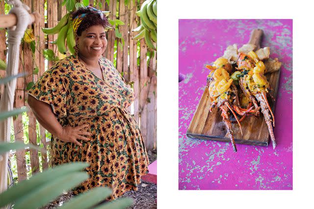 <p>Ozzie Hoppe</p> From left: Chef Doria Sequeira Selles serving up smiles at Cahuita's Taste; lobster with shrimp at Cahuita's Taste.