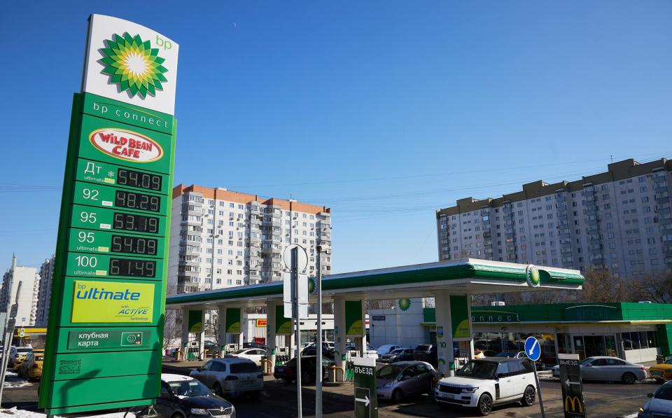 MOSCOW, RUSSIA - MARCH 09: General view of a BP gas station on March 9, 2022 in Moscow, Russia. BP announced it was dumping its 19.75% stake in Russian state-owned energy giant Rosneft. (Photo by Oleg Nikishin/Getty Images) - Oleg Nikishin/Getty Images