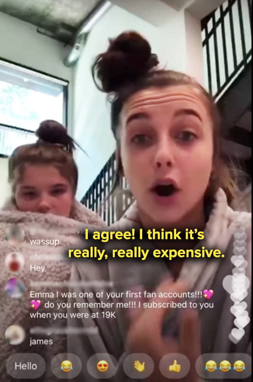 emma saying, i agree it's really really expensive