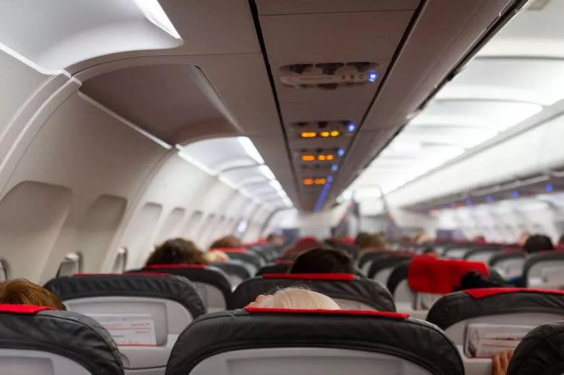 Airplane interior during flight.