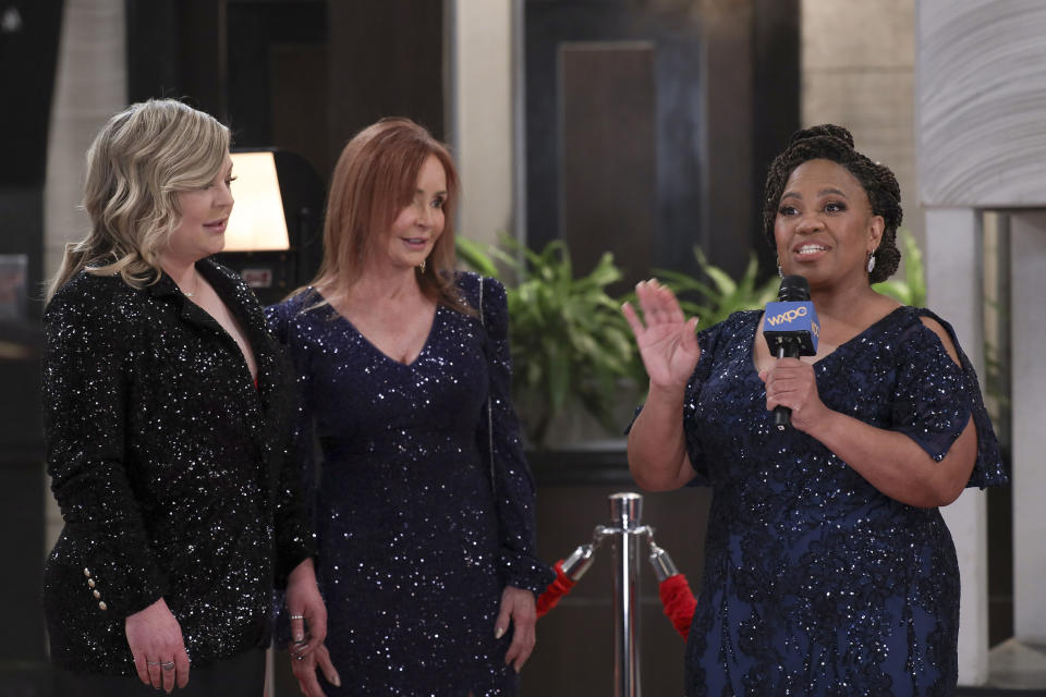 This image released by ABC shows Kirsten Storms, from left, Jacklyn Zeman and Chandra Wilson in a scene from "General Hospital." The popular daytime series marks its 60th anniversary this week, making it the longest-running scripted show currently in production in the United States. (Christine Bartolucci/ABC via AP)