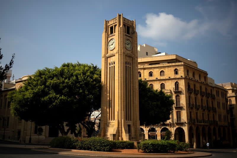 FILE PHOTO: A view of the clock tower at Nejmeh Square in downtown Beirut