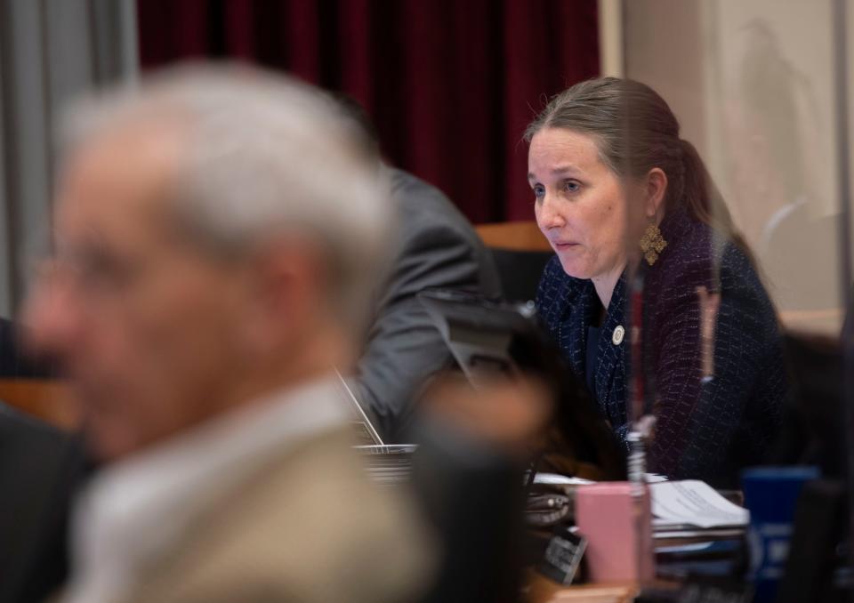 Angie Henderson, council member for district 34, during a Nashville's Metro Council meeting at the Historic Metro Courthouse in Nashville , Tenn., Tuesday, Feb. 7, 2023.