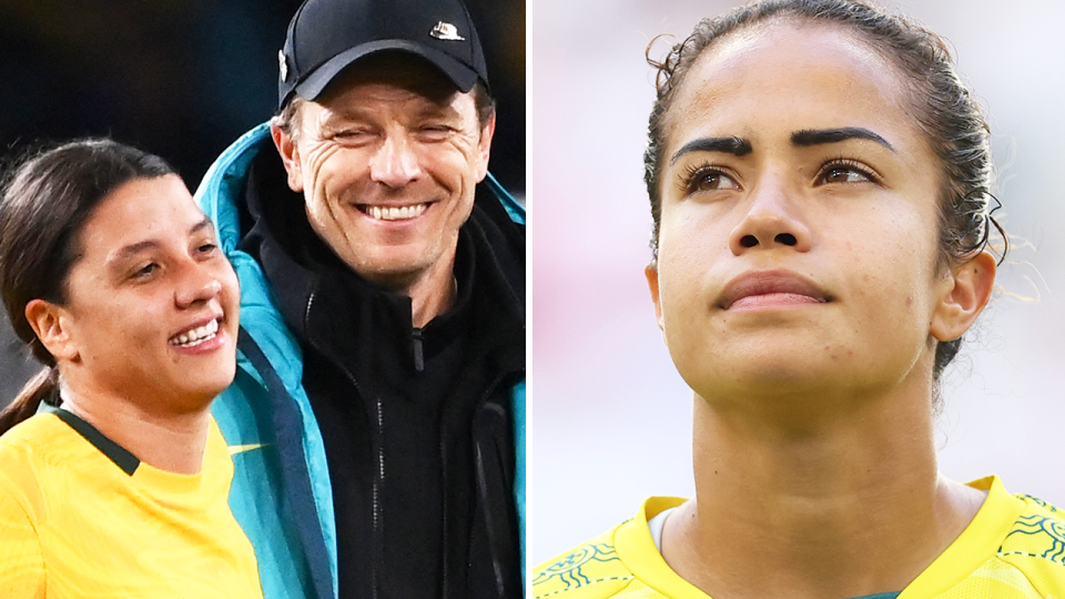 The future coach of the Matildas has been urged build the team around Mary Fowler (pictured right), despite the presence of Sam Kerr (pictured left), moving forward. (Getty Images)