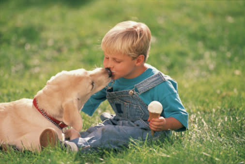 They love it when pets lick them on the mouth