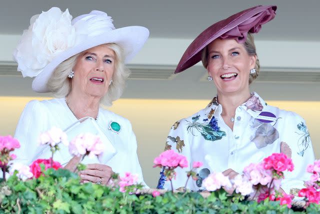 <p>Chris Jackson/Getty </p> Queen Camilla and Sophie, Duchess of Edinburgh at Royal Ascot on June 20, 2024