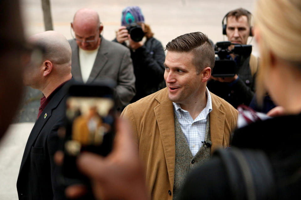 FILE PHOTO: Richard Spencer of the National Policy Institute arrives on campus to speak at an event not sanctioned by the school, at Texas A&M University in College Station, Texas, U.S. December 6, 2016. REUTERS/Spencer Selvidge/File Photo