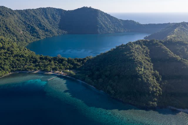 <p>iStockphoto/Getty Images</p> Vela passengers can swim in the Satonda Caldera, in the Lesser Sunda Islands.