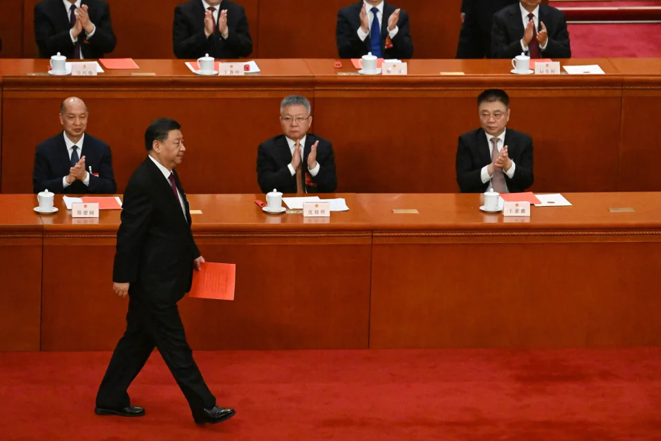 China&#39;s President Xi Jinping prepares to vote during the third plenary session of the National People&#39;s Congress (NPC) at the Great Hall of the People in Beijing on March 10, 2023. (Photo by NOEL CELIS / AFP) (Photo by NOEL CELIS/AFP via Getty Images)