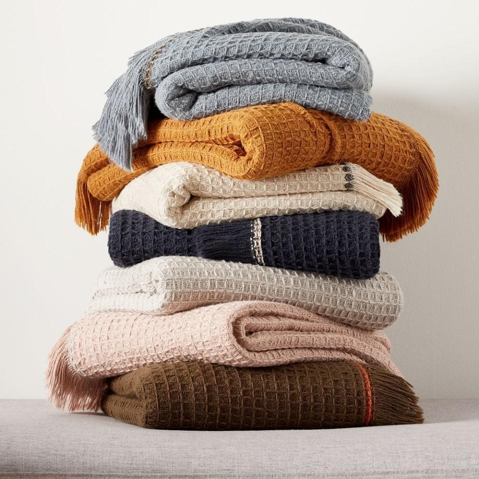 34) West Elm Cotton Waffle Throw