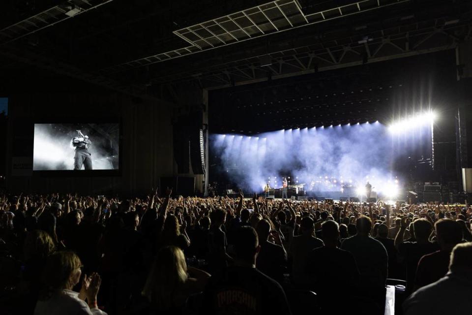 Foo Fighters perform at PNC Music Pavilion in Charlotte on Thursday night.