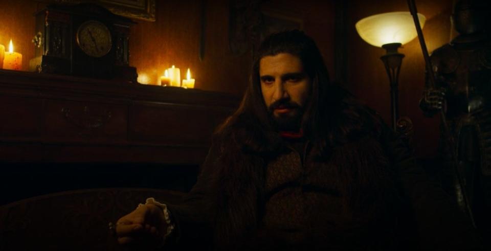 Nandor talking to the camera in "What We Do in the Shadows"
