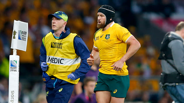 Matt Giteau also leaves the field after a head knock.