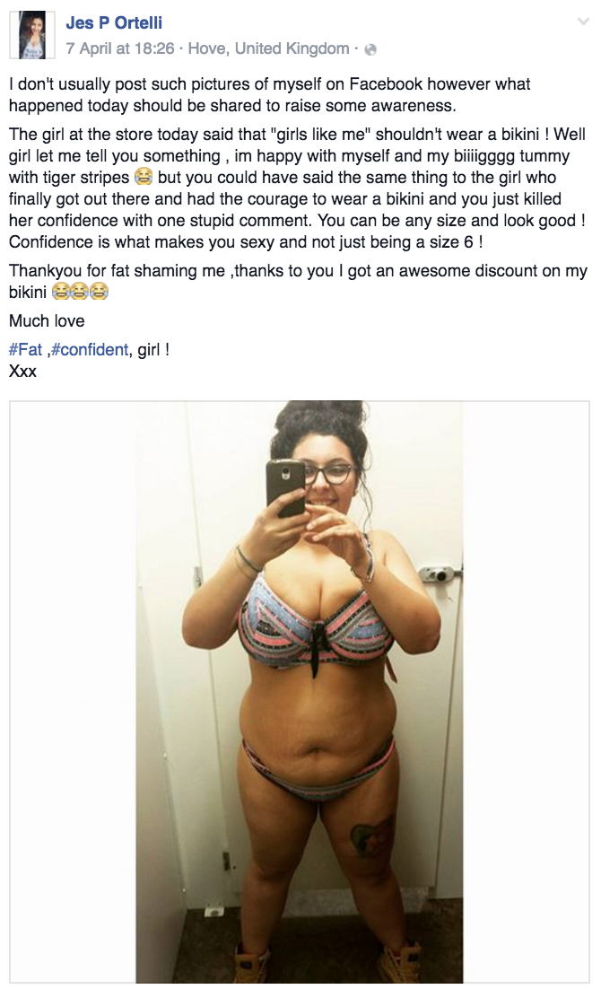 670px x 1102px - Woman Has Perfect Response To Changing Room Troll Who Said She 'Shouldn't  Wear A Bikini'