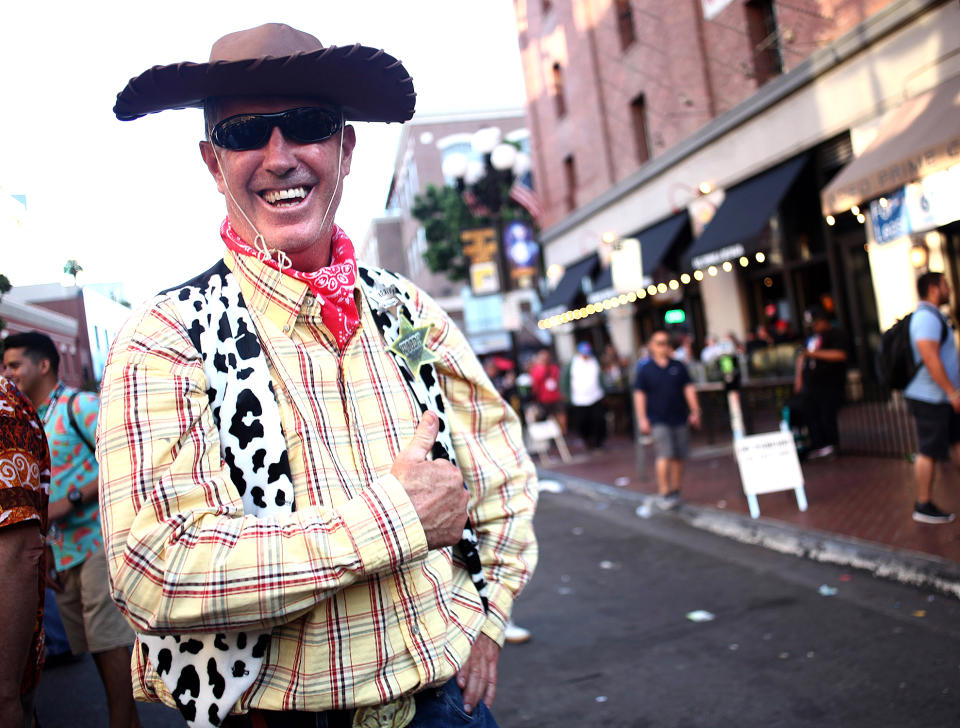 <p>Cosplayer dressed as Woody at Comic-Con International on July 19, 2018, in San Diego. (Photo: Tommaso Boddi/Getty Images) </p>