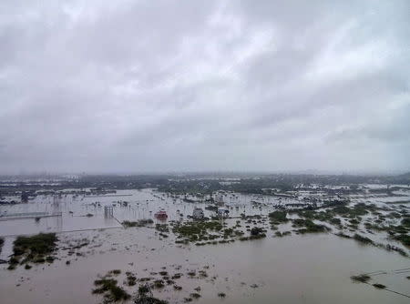 Flooded areas are pictured on the outskirts of Chennai, December 2, 2015. REUTERS/Stringer