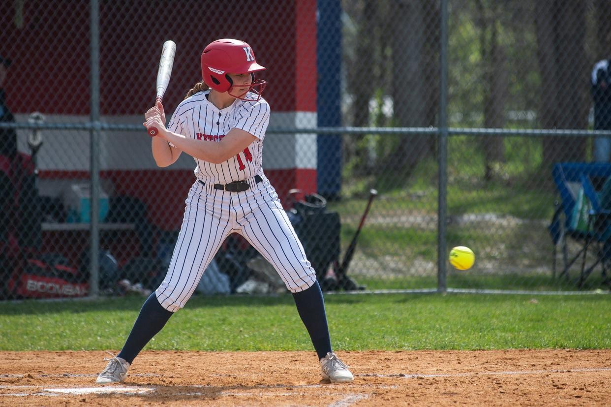 Ketcham's Jenny Nardelli bats during the Bisaccia Softball Tournament in Wappingers Falls, NY on Saturday, April 27, 2024.