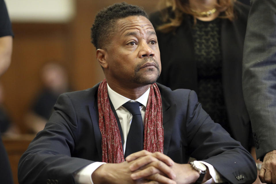 Actor Cuba Gooding Jr. appears in court Wednesday, Jan. 22, 2020, in New York. A New York City judge ruled that two additional women accusing Gooding of sexual misconduct will be allowed to testify at the "Jerry Maguire" actor's trial on charges he groped women at Manhattan bars in 2018 and 2019. (Alec Tabak/The Daily News via AP, Pool)