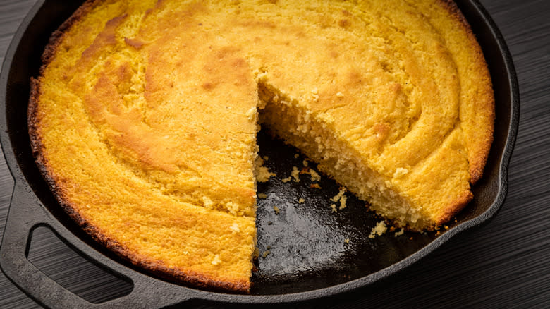 Cornbread in cast-iron skillet