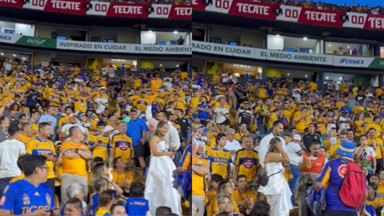 Boda en el Estadio, de lo mejor entregó la final de Tigres vs Chivas. (Captura de pantalla/@LigaBBVAMX)