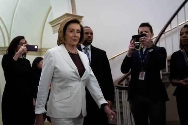 House Speaker Nancy Pelosi (D-Calif.) arrives to the U.S. Capitol on Thursday.