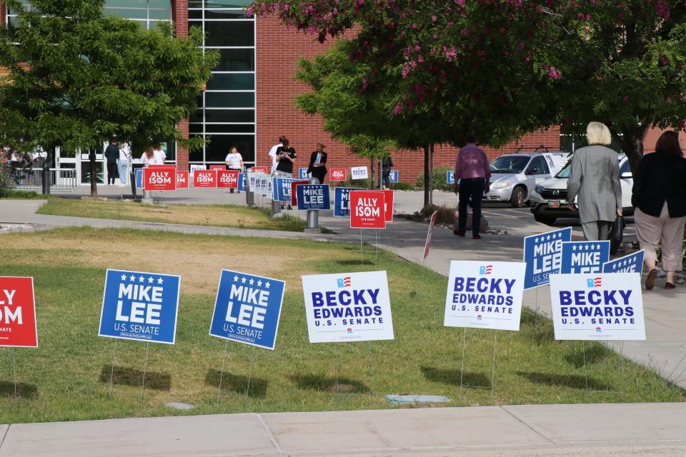 The candidates for the Republican Senate Primary gathered at the Draper Park Middle School on Wednesday night to participate in a GOP sponsored debate. June 1, 2022.