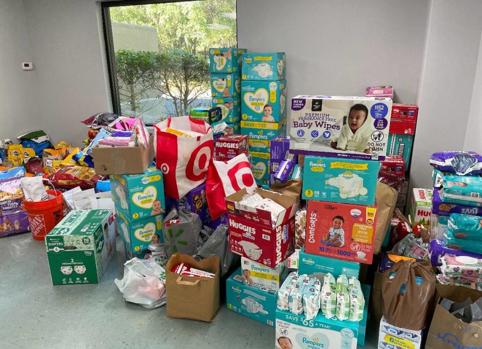 Dozens of boxes of diapers were prepared to be loaded onto a trailer Tuesday to head to Florida as part of the Hilton Head Island Rotary Club’s Hurricane Ian relief donation, according to president Joe Chappell.