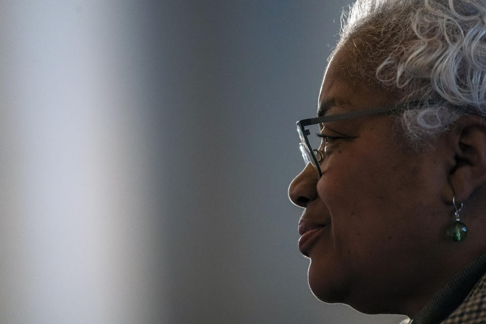 Committee member Donna Brazile speaks in favor of proposed changes to the primary system during a Democratic National Committee Rules and Bylaws Committee meeting to discuss President Joe Biden's presidential primary lineup at the Omni Shoreham Hotel on Friday, Dec. 2, 2022, in Washington. (AP Photo/Nathan Howard)