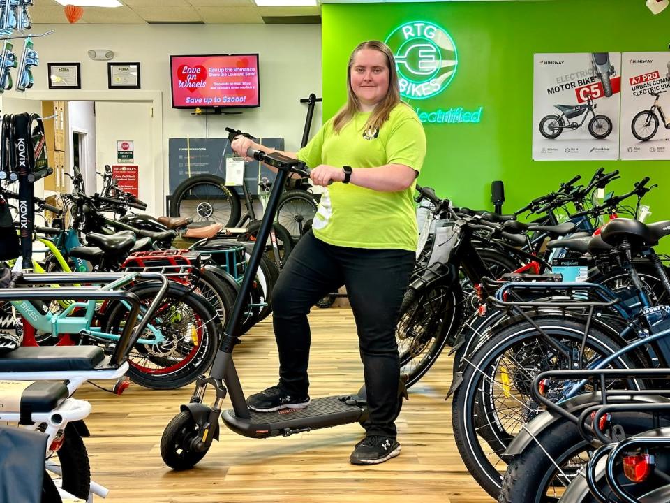 Alicia Besler, co-owner of Ride the Glide E-Bikes in Victoria, says electric kick scooters have exploded in popularity. 