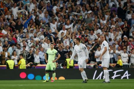 Football Soccer - Real Madrid v Manchester City - UEFA Champions League Semi Final Second Leg - Estadio Santiago Bernabeu, Madrid, Spain - 4/5/16 Manchester City's Sergio Aguero looks dejected after the game Action Images via Reuters / Carl Recine Livepic