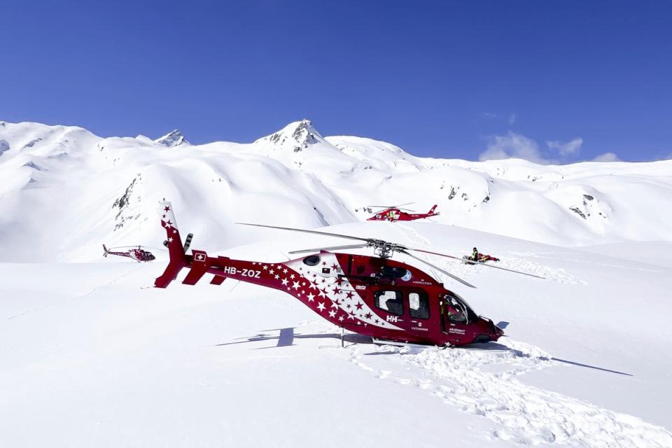 Helicopters in the rescue operation at the Petit Combin mountain in the Swiss Alps (AP)
