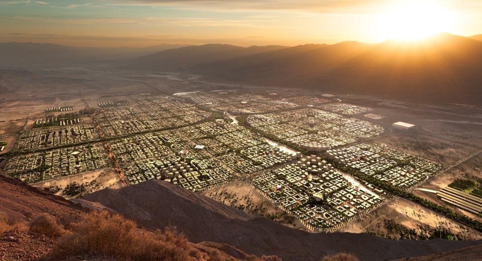 La ciudad de Telosa se crearía desde cero en un desierto de EEUU y costaría en su etapa final unos 400 mil millones de dólares, con 25 mil millones para su primera etapa a iniciar en 2030. (Twitter / City of Telosa)