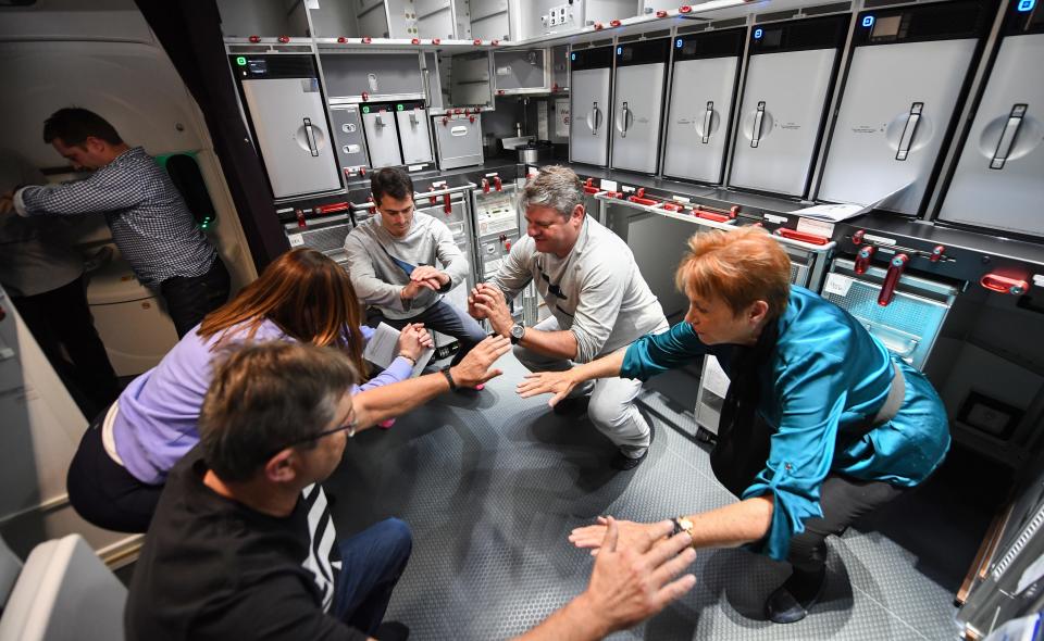 Passengers on board a Project Sunrise test flight were encouraged to participate in light exercise and stretching midflight to help them sleep better.