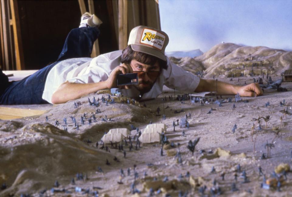 <p>Spielberg on the set of <em>Raiders of the Lost Ark</em>.</p>