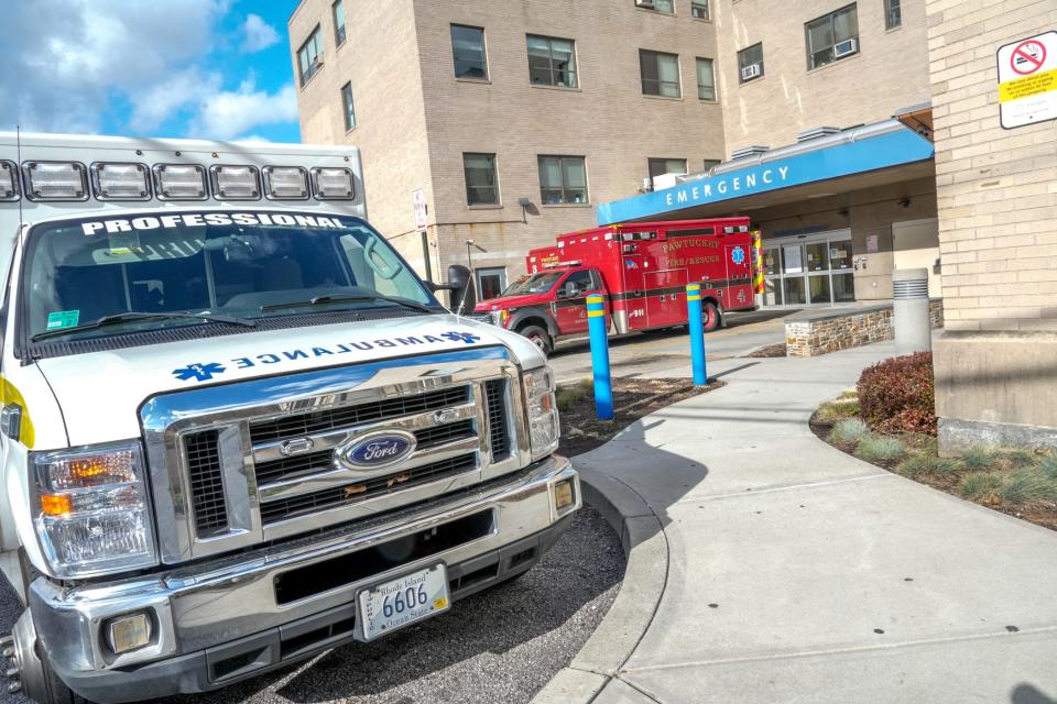 The Miriam Hospital emergency entrance in Providence – like those across Rhode Island, an increasingly busy portal.