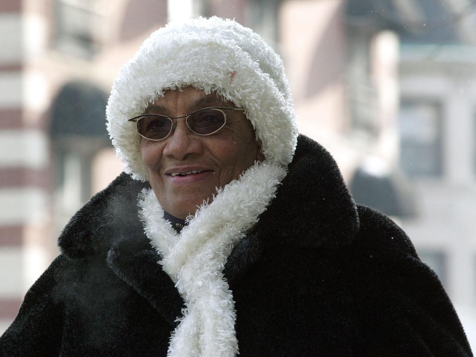 A woman dressed for cold weather in Chicago, Illinois.