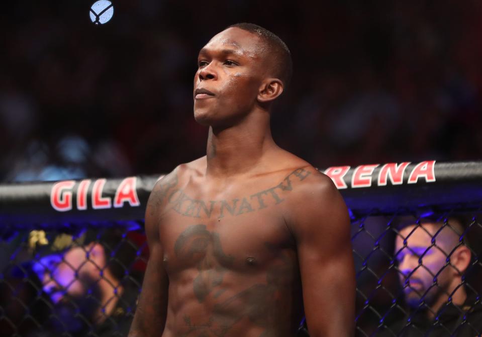 Israel Adesanya before fighting against Marvin Vettori during UFC 263 at Gila River Arena in Glendale, Arizona June 12, 2021.