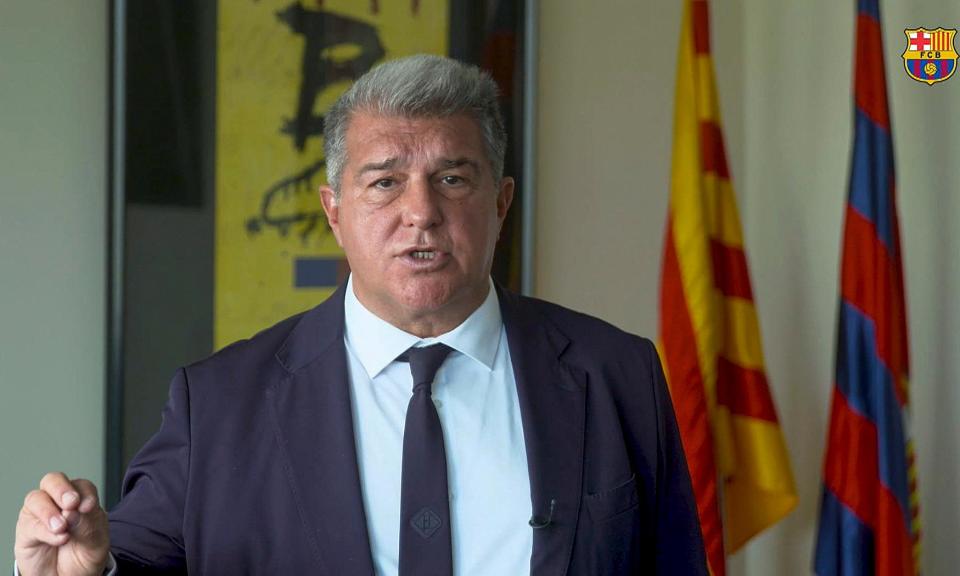 <span>Joan Laporta told Catalan radio the European Super League could start next season.</span><span>Photograph: Fc Barcelona/EPA</span>