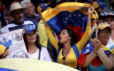 Opposition supporters take part in a rally to commemorate the Day of the Youth and to protest against Venezuelan President Nicolas Maduro's government in Caracas, Venezuela February 12, 2019. REUTERS/Andres Martinez Casares