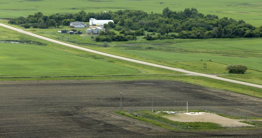 An ICBM launch site is seen located among fields and farms in the countryside outside Minot, N.D.