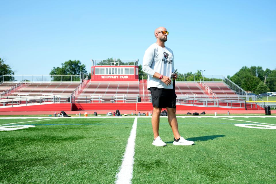 Luke Maginnis, shown here during practice, is the new head coach of the Whippany Park High School football program. Wednesday, July 12, 2023 