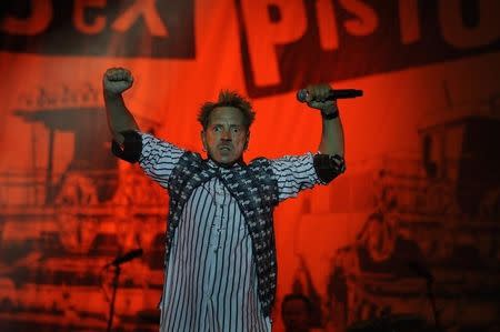 The Sex Pistols lead singer John Lydon, also known as Johnny Rotten, performs at the Azkena Rock Festival in Vitoria September 5, 2008. REUTERS/Vincent West