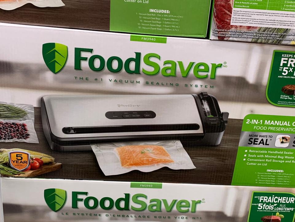 white and green box of FoodSaver at costco